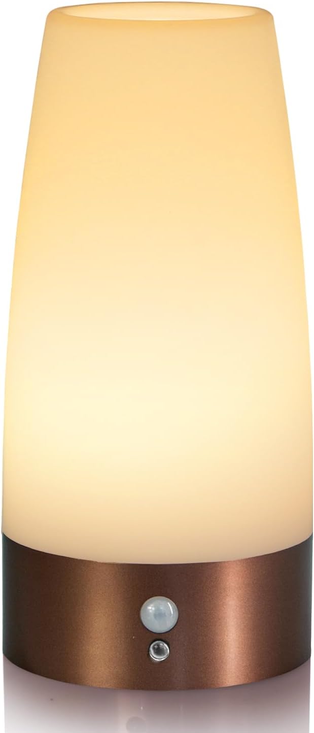 Betus Motion Sensor Night Light, Battery Operated Lamp with 2 Sensored Modes - Retro Bedside Table Desk Lamp with Soft Amb...