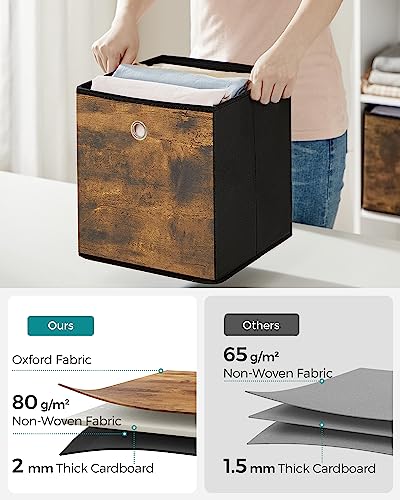 SONGMICS Storage Cubes, Set of 6 Storage Bins with Handles, Foldable Oxford Fabric and Non-Woven Fabric Storage Boxes, 10....
