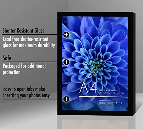 Americanflat A4 Picture Frame with Shatter-Resistant Glass - 8.3x11.7 Frame with Engineered Wood - Signature Collection - ...