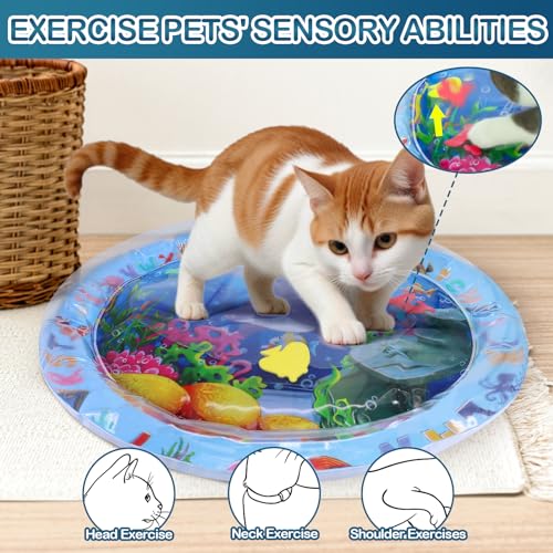 ZALALOVA Water Sensory Playmat for Cats, Thickened Upgraded Cat Dog Toys Bored Pet Animals Kicker Toys Self Play Mat, Inte...