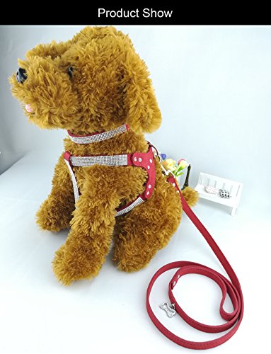 Newtensina Dog Collar & Harness & Lead Sets Fashion Dog Collar Diamante with Harness & Leashes Comfortable Soft Collar Har...