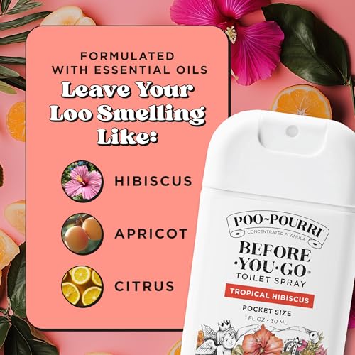 Poo-Pourri Before-You-Go Pocket Toilet Spray, Travel Essentials, Tropical Hibiscus, 1 Fl Oz, Up to 50 Uses, On-The-Go Bath...