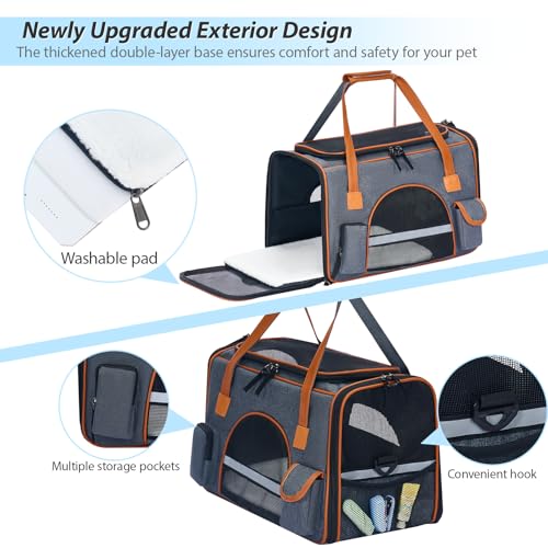 Pesen 18x11x11 Inches Cat Carrier– Fits Pets Up to 16 lbs, Anti-Collapse Design, Multiple Storage Pockets, Cat Carrier Sof...