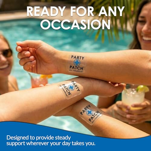 Party Patch Social Lifestyle Patch 5-Pack – Transparent Topical Adhesive for Festivals, Weddings & Active Events – Water-R...