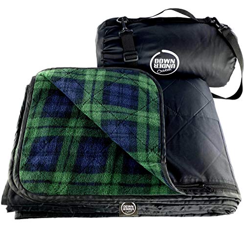 DOWN UNDER OUTDOORS Large Waterproof Windproof Extra Thick 350 GSM Quilted Fleece, or Sherpa Stadium Blanket