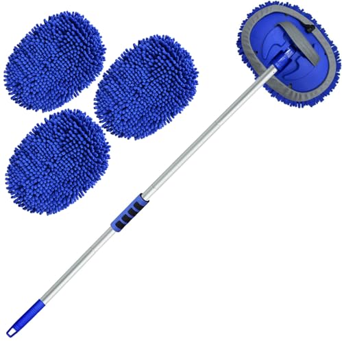 Wontolf 62'' Car Wash Brush Kit with Long Handle, Chenille Microfiber Car Wash Mop Mitt Scratch-Free Car Detailing Cleanin...