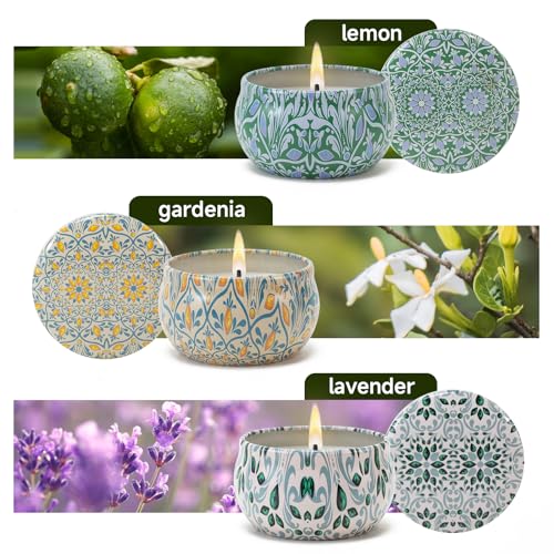 3 Pack Scented Candles Gifts for Women, 2.5 oz Aromatherapy Candles for Home Scented, Natural Soy Candles with Floral Scen...