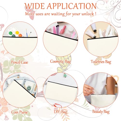 Legigo Blank Canvas Bag Zipper Pouch Makeup Bags Bulk - Multi-Purpose Canvas Pencil Pouch with Sturdy Zipper, Cosmetic Bag...