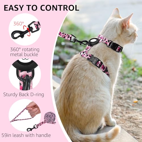 SCENEREAL Adjustable Cat Harness and Leash Set with AirTag Holder, Escape-Proof Design for Small to Large Cats, Lightweigh...