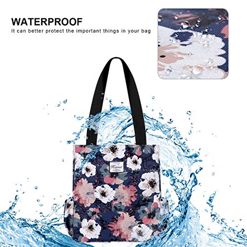 KAMO Floral Tote Bag - Waterproof Lightweight Handbags Travel Shoulder Bag for Hiking Yoga Gym Swimming Travel Beach