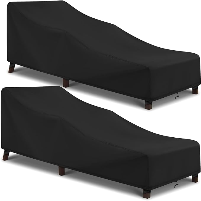 Arcedo Patio Chaise Lounge Cover Waterproof, 2 Pack of Pool Lounge Chair Covers for Outside Stackable Cushions and Outdoor...