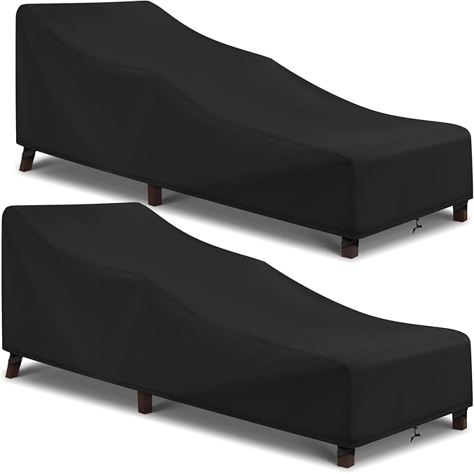 Arcedo Patio Chaise Lounge Cover Waterproof, 2 Pack of Pool Lounge Chair Covers for Outside Stackable Cushions and Outdoor...