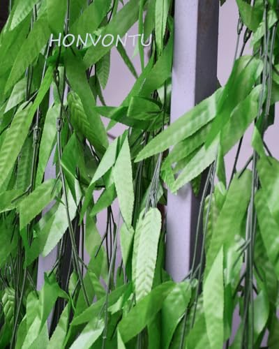 HONVONTU 200 Strands 1200FT Fake Ivy Leaves Artificial Ivy Greenery Garland Faux Willow Vines Silk Hanging Plants Home Aes...
