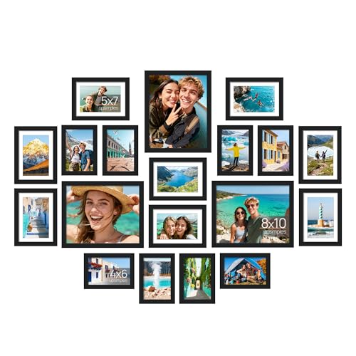 upsimples 19 Pack Picture Frames Collage Wall Decor for Mounting or Tabletop Display, Photo Gallery Frame Set for Family, ...