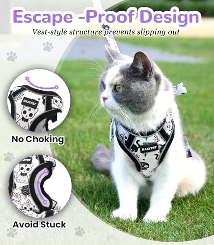 Halypet Cat Harness and Leash Set for Walking, Escape Proof Adjustable Vest Harness with 3-in-1 Integrated Buckles, Easy C...