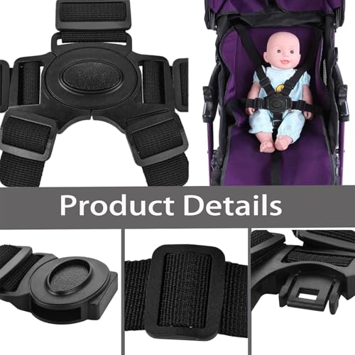 Universal 5 Point Adjustable Baby Seat Chest Harness for Child Seats, with Baby Shoulder Strap and Crotch Harness Pads for...