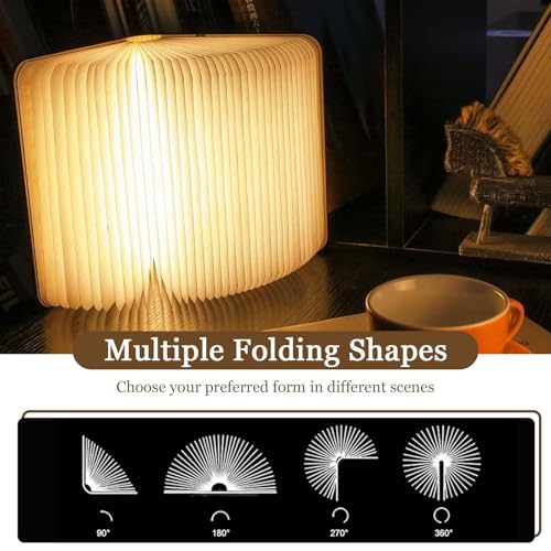 Anwick Lamp Book Large Size Folding Mood Light, Novelty LED Night Light, USB Large Capacity Rechargeable Wooden Table Lamp