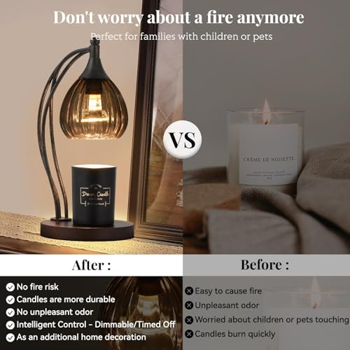 Candle Warmer Lamp with Timer Dimmer - Electric Light Wax Warmer for Jar Candles - Lamp with 2 Bulbs, Unique Birthday Gift...