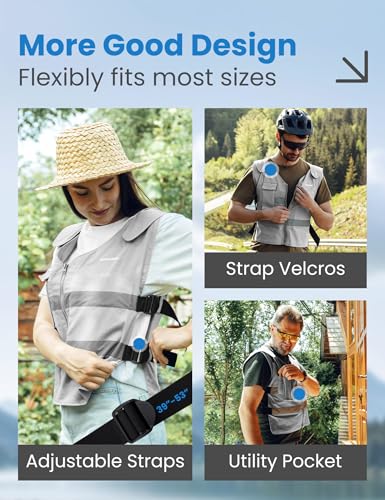 HENNCHEE Cooling Safety Vest for Men & Women, 12PCS Ice Packs, Body Cool Clothing for Hot Weather Outside Workers