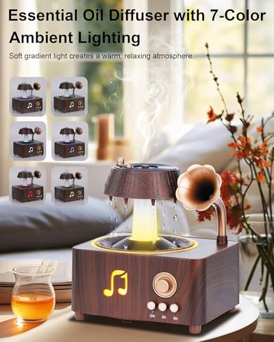 Kaaeiccr Essential Oil Diffuser, Humidifiers For Bedroom, 250ml Cool Mist Rain Diffuser, 7 Colors LED Ambient Light & Auto...