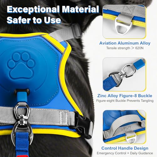 paatata No Pull Dog Harness, 2 in 1 Retractable Harness with Auto-Lock, Reflective Breathable Mesh and Handle, Adjustable ...