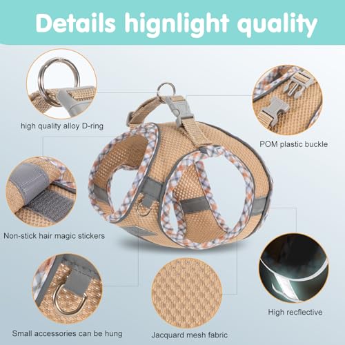 TomteNisse Dog Harness and Leash Set, No Pull Pet Harness for Small Dogs Easy Walking,Soft Breathable Small Dog Harness,Ad...
