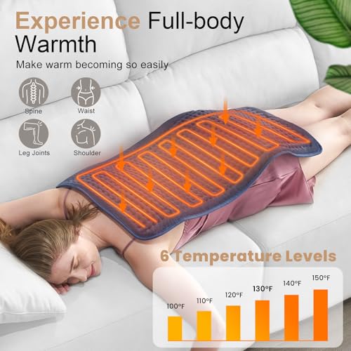 VAAGHANM Heating Pad: 33 x 17 inches Electric Heating Pad for Back -Extra Large Heat Pad for Shoulder/Neck/Knee/Arms - Upg...