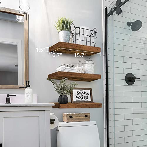 QEEIG Floating Shelves for Wall Bathroom Shelf Bedroom Kitchen Living Room Hanging Book Shelves Small Farmhouse Decor 16 i...