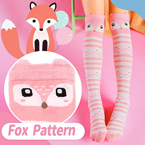 ANTSANG Kids Girls Knee High Socks Long Boot Crazy Silly Fun Gift Cute Tall Animal Socks for Child 6 Pairs