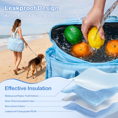Odoland Soft Cooler Bag - Leakproof & Insulated, 2-in-1 Collapsible Design, Dry/Wet Separation, Large Soft Sided Cooler wi...