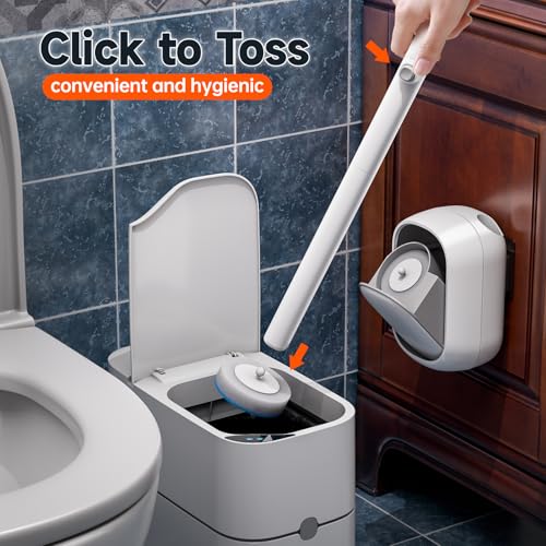Disposable Toilet Brush and Holder Set with 18 Bowl Wand Cleaners Refill Pads, Bathroom Wall Mounted Toilet Bowl Cleaners ...
