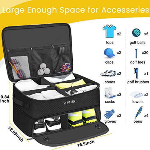 YOREPEK 2 Layer Golf Trunk Organizer, Golf Gifts for Men with Separate Ventilated Compartment for 2 Pair Shoes, Waterproof...