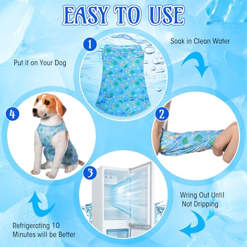 Dansydaisy 5 Pack Dog Cooling Shirts Quick Dry Vest Mesh Breathable Instant Cooling Dog Vest Lightweight Summer Beach Hawa...