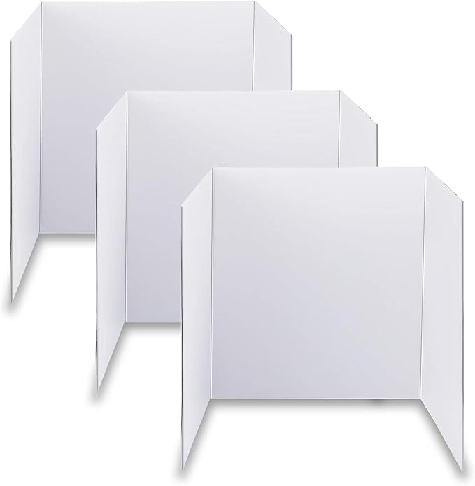 LonlyEagle Trifold Poster Board, 24" x 16", 3-Pack, White Corrugated Project Boards for Science Fairs, School Projects, Ev...