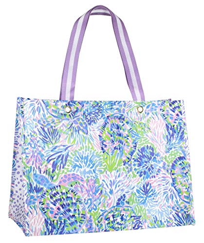 Lilly Pulitzer XL Market Shopper Bag, Oversize Reusable Grocery Tote with Comfortable Shoulder Straps