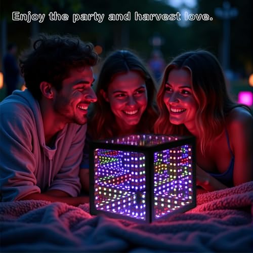Heepulor Infinity Mirror Hyper Cube Table Lamp, Desk Art Night Light, Color-Changing Music-Sync APP-Controlled Ambient Lig...