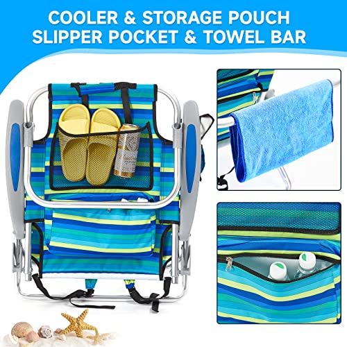 Canpsky 2 Pack Lightweight Portable Camping Beach Chair for Adults, Outdoor Lay Flat Folding Beach Chairs with 5 Position...