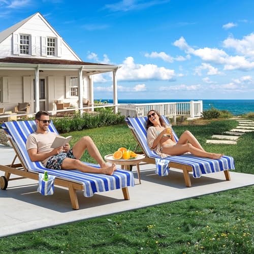 Ruikyhom Lounge Chair Towel Cover (Pack of 2), Ultra Plush & Absorbent Micro Fleece Chair Towel for Pool, Beach, Patio & G...