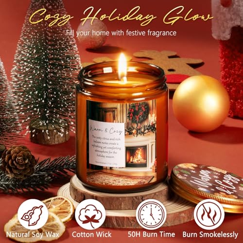 Christmas Candles Set, 4 Pack Xmas Scented Candles for Women, Winter Soy Candle for Home Scented Holiday Candle Gift Set, ...
