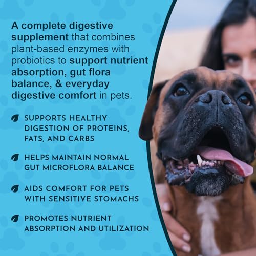 Animal Essentials Plant Enzyme & Probiotics - Probiotics & Digestive Enzymes for Dogs & Cats, Natural Daily Gut & Digestio...