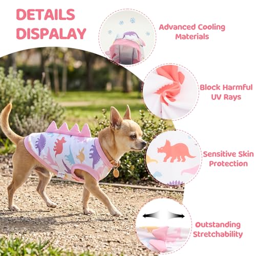UNIPUP Dinosaur Costume UPF 50+ Sun Protection Dog Shirt - Sleeveless Cooling Vest for Medium Dogs Girl, Quick-Dry Pet T-S...