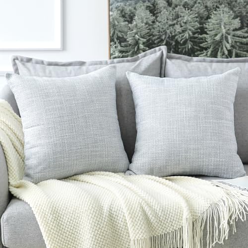 OTOSTAR Linen Throw Pillow Covers Set of 2 Decorative Square Pillowcases Cushion Covers 24x24 Inch for Home Decor Sofa Bed...