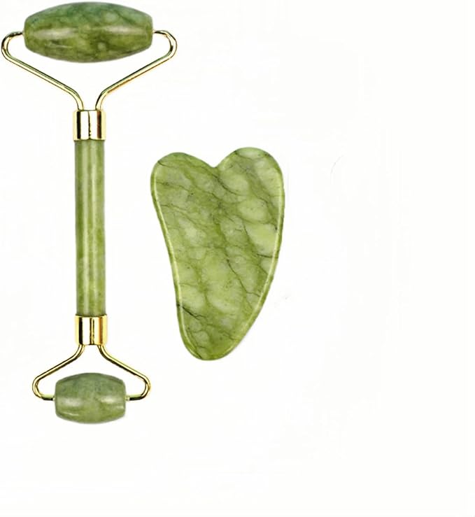 Stone Facial Massage Roller and Gua Sha Set Body Meridian Redness Skin Care Self Care for Men Women Massager for Face Eyes...