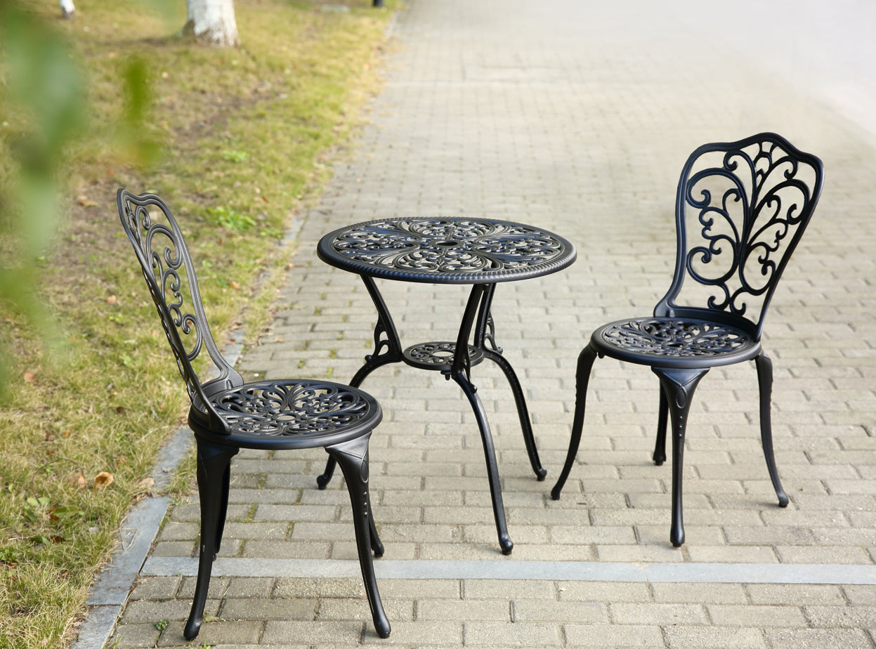 Best Choice Products 3-Piece Outdoor Rust-Resistant Cast Aluminum Patio Bistro Set Black