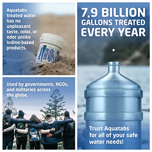 Aquatabs Water Purification Tablets (397mg, 100 Pack). Water Filtration System for Camping, Boating, Emergency Water, Surv...