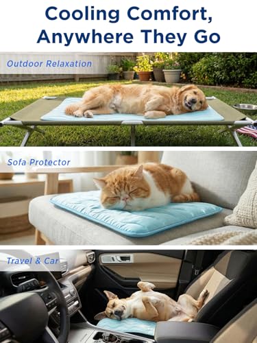 Dog Cooling Mat for Large Dogs, 42"x28" Breathable Self Cooling Crate Mat for Dogs & Cats, QMAX>0.5 Portable Washable Pet ...