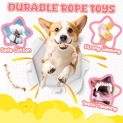 XIUGOAL Pink Puppy Toys - 9 Pack Puppy Chew Toys for Teething, Enrichment Dog Toys for Small Dogs to Keep Them Busy, Squea...