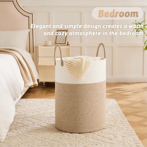 Artfeel Laundry Basket,Woven Cotton Rope Laundry Hamper,60L for Decor Storage of Dirty Clothes,Toys and Blankets in Bathro...