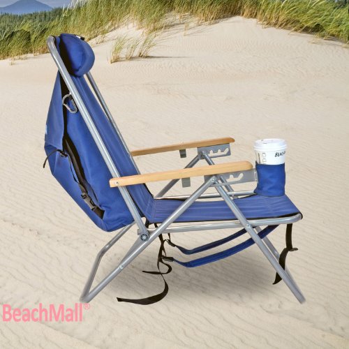 Rio Beach Original 4-Position Steel Backpack Chair with Pillow, Hands-Free Beach Chair Backpack for Adults, Navy