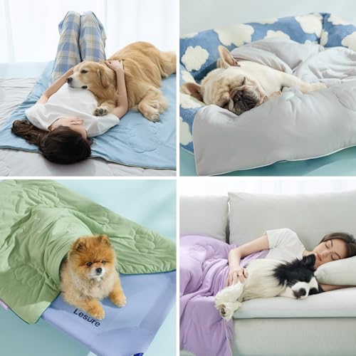 LE SURE Premium Cooling Blanket for Large Dogs Washable - Dog Cooling Mat with Q-MAX>0.4 Soft, Breathable Pet Throw Blanke...